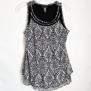 Apostrophe Layered Tank Black & White Size M